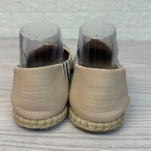 Toms Alpargata Rope Espadrilles Loafer WMNS 8.5 Blue Striped Floral Embroidered - Picture 5 of 11